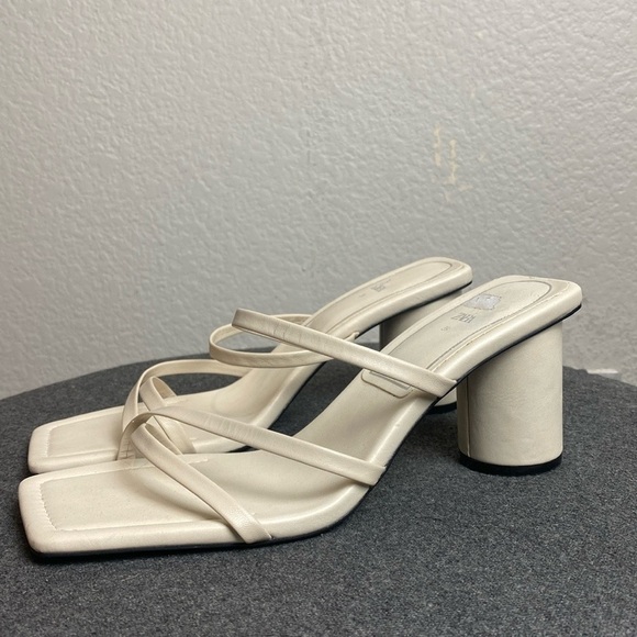 Zara ivory square toe heel sandals - Picture 2 of 8